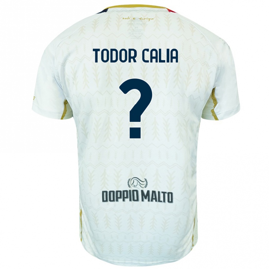גברים כדורגל Francesco Todor Calia #0 לָבָן הרחק ג'רזי 2024/25