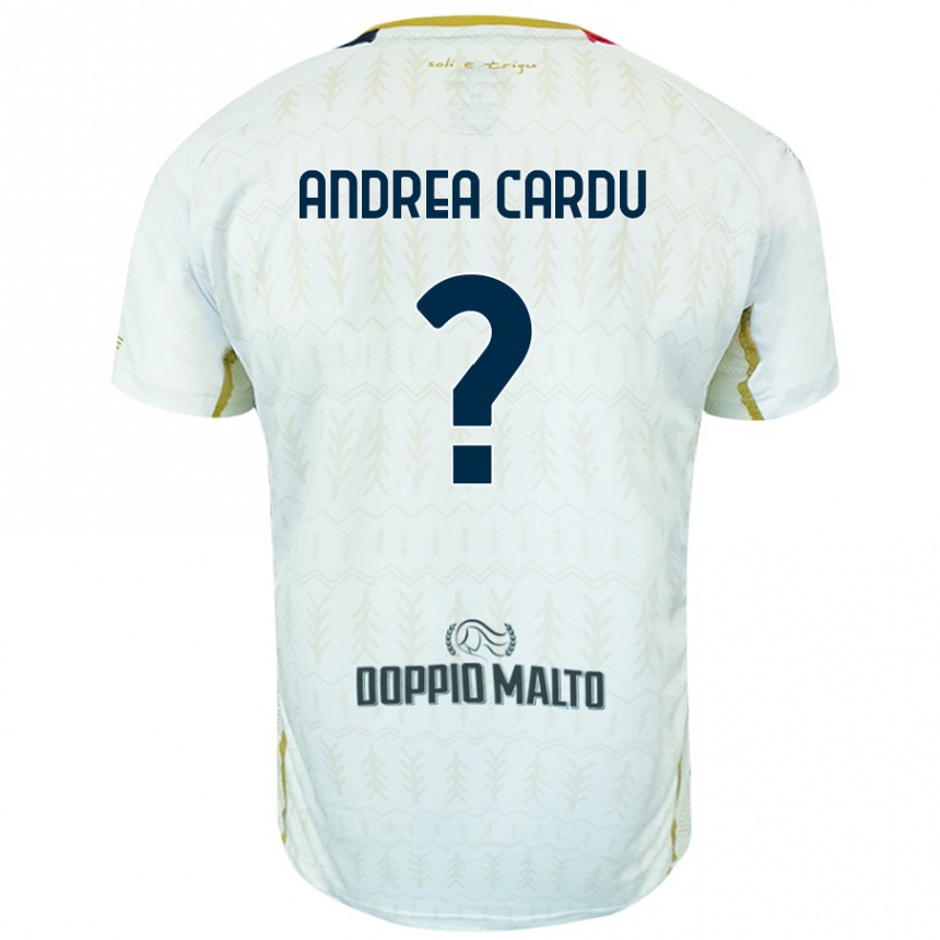 גברים כדורגל Gian Andrea Cardu #0 לָבָן הרחק ג'רזי 2024/25