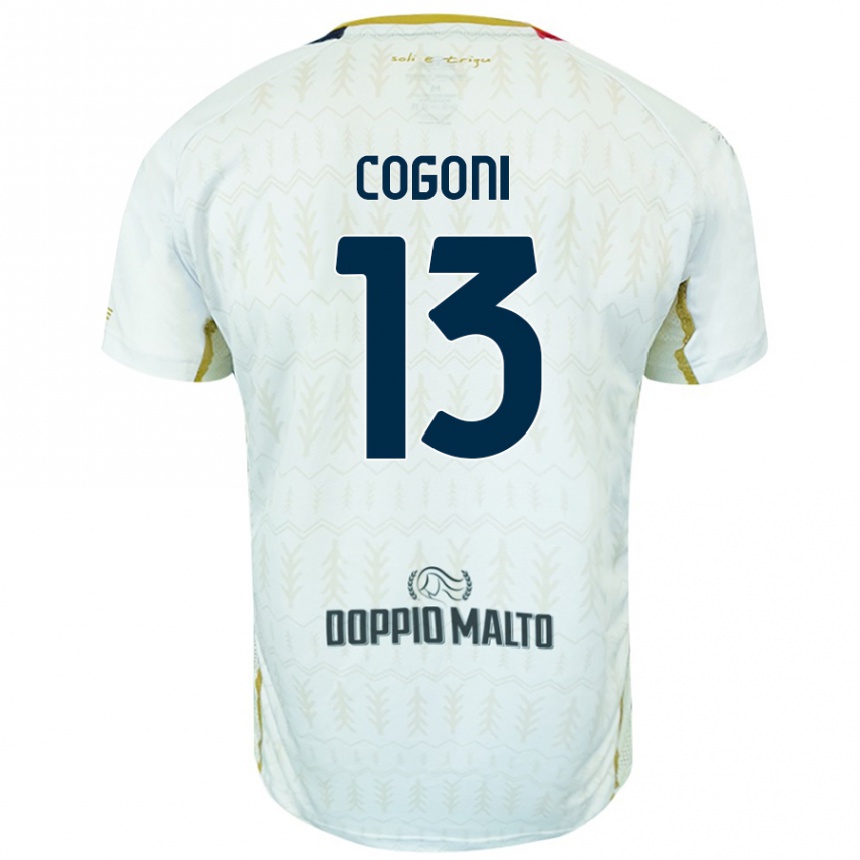 גברים כדורגל Andrea Cogoni #13 לָבָן הרחק ג'רזי 2024/25