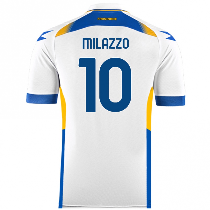 גברים כדורגל Simone Milazzo #10 לָבָן הרחק ג'רזי 2024/25