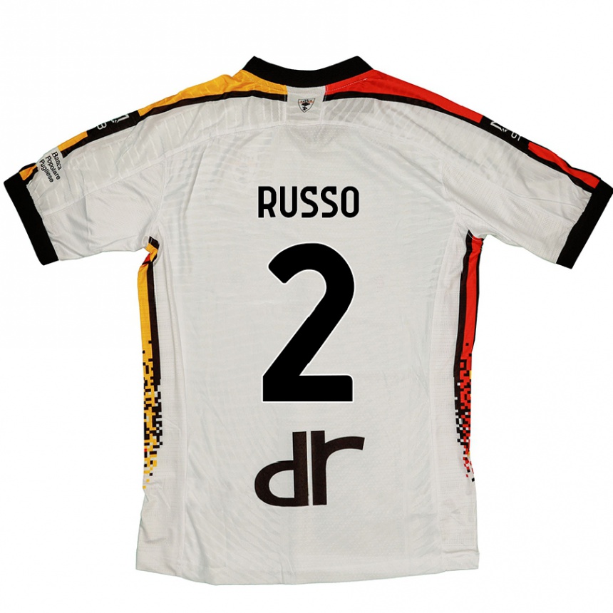 גברים כדורגל Luca Russo #2 לבן שחור הרחק ג'רזי 2024/25