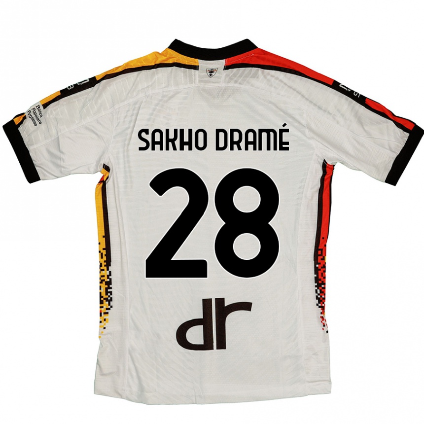 גברים כדורגל Samba Sakho Dramé #28 לבן שחור הרחק ג'רזי 2024/25