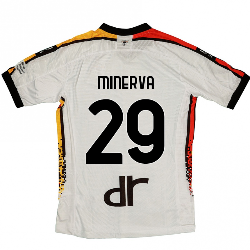 גברים כדורגל Francesco Minerva #29 לבן שחור הרחק ג'רזי 2024/25