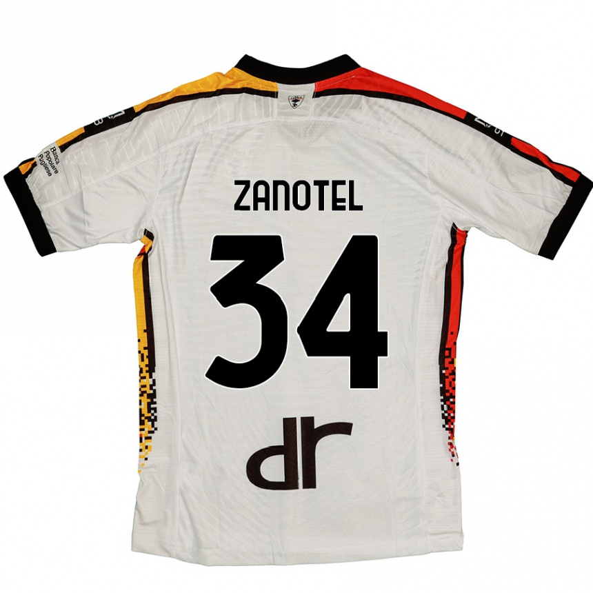 גברים כדורגל Giovanni Zanotel #34 לבן שחור הרחק ג'רזי 2024/25