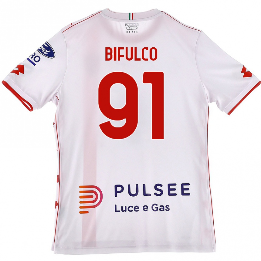 גברים כדורגל Davide Bifulco #91 לבן אדום הרחק ג'רזי 2024/25