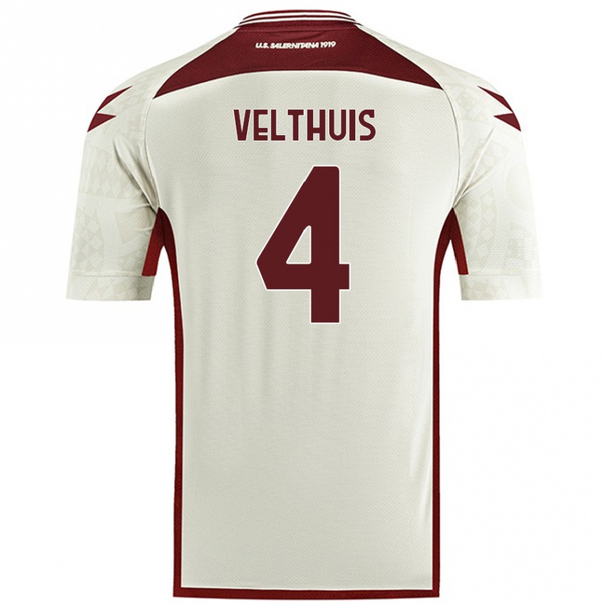גברים כדורגל Tijs Velthuis #4 צבע שמנת הרחק ג'רזי 2024/25