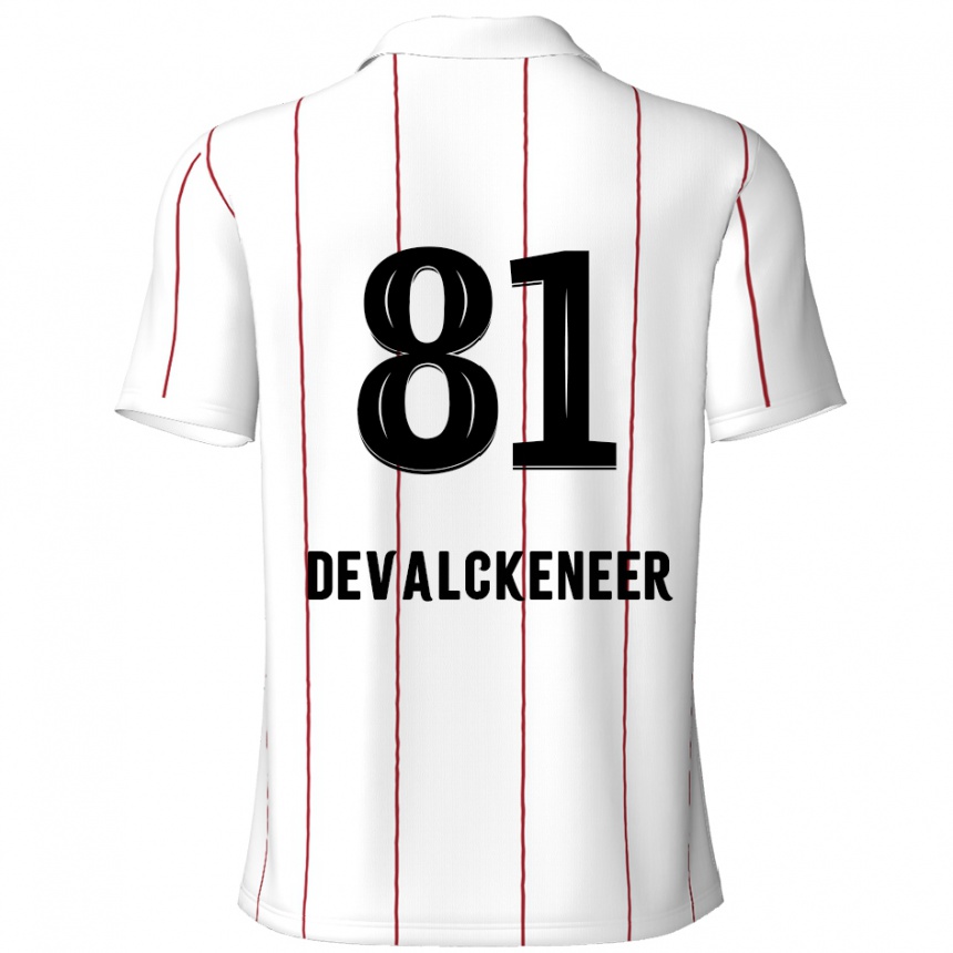 גברים כדורגל Niels Devalckeneer #81 לבן שחור הרחק ג'רזי 2024/25