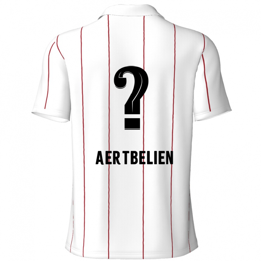 גברים כדורגל Lukas Aertbeliën #0 לבן שחור הרחק ג'רזי 2024/25