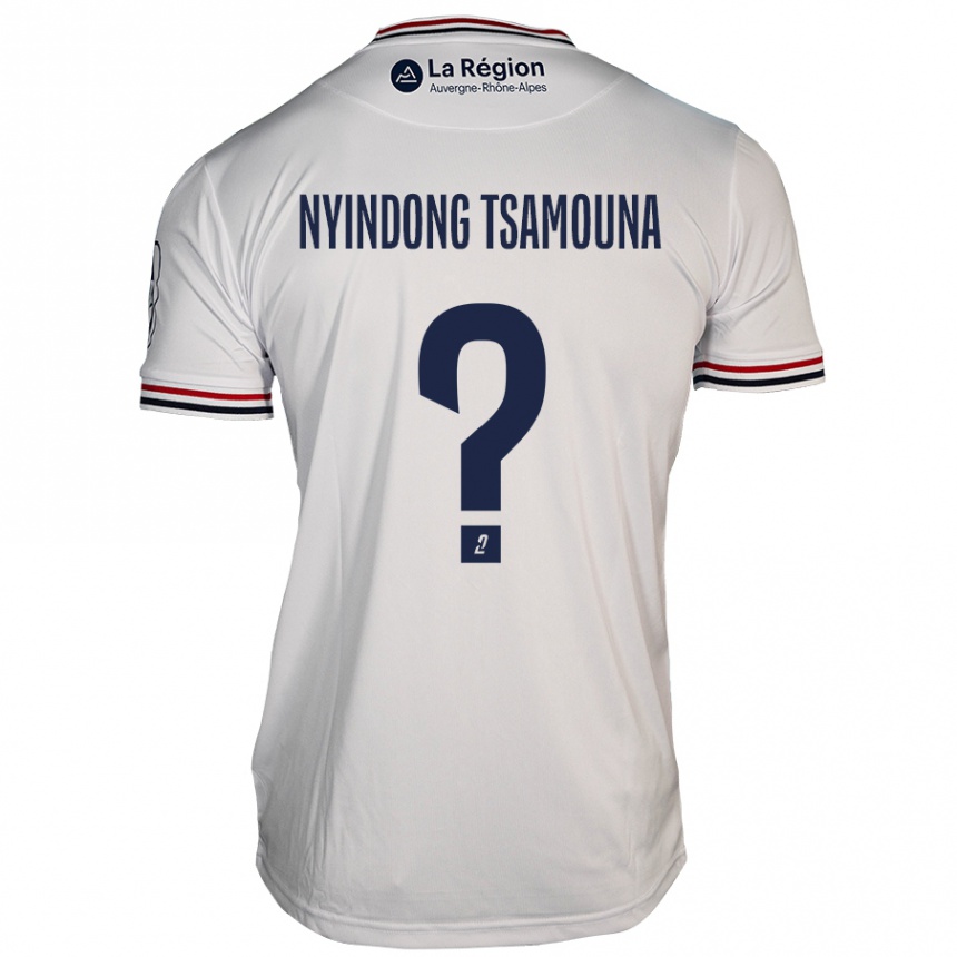 גברים כדורגל Jean Nyindong Tsamouna #0 לָבָן הרחק ג'רזי 2024/25