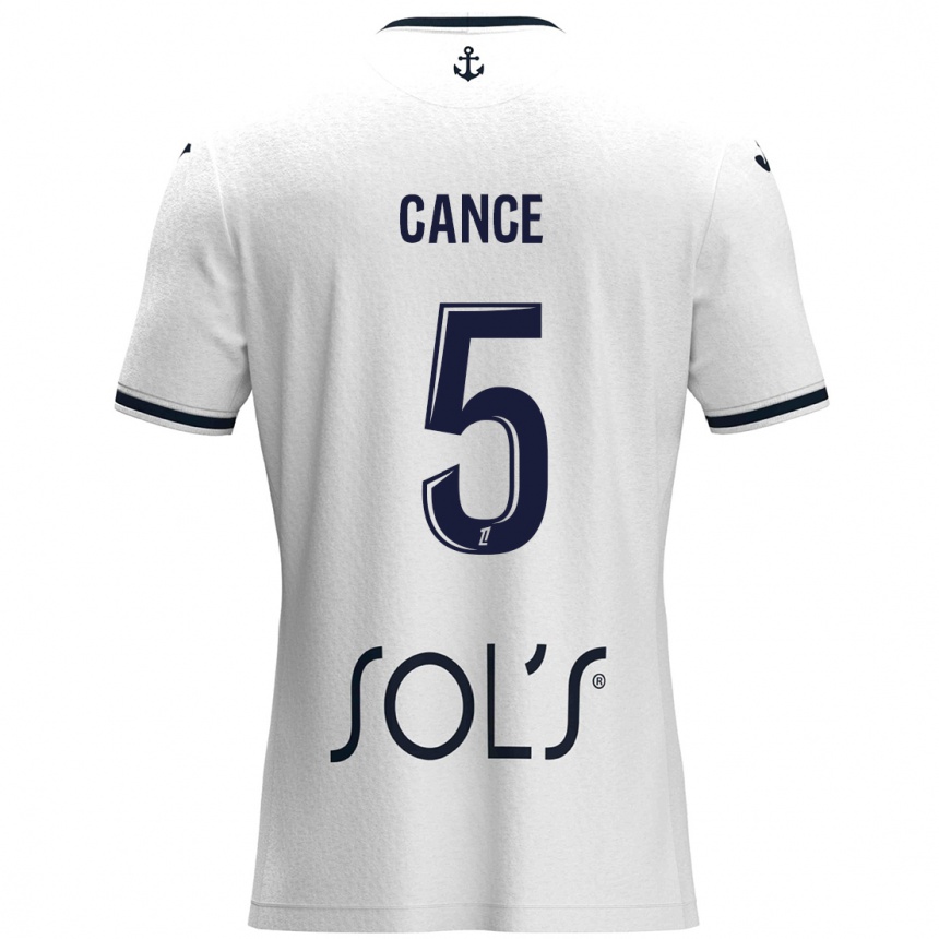 גברים כדורגל Laurie Cance #5 לבן כחול כהה הרחק ג'רזי 2024/25