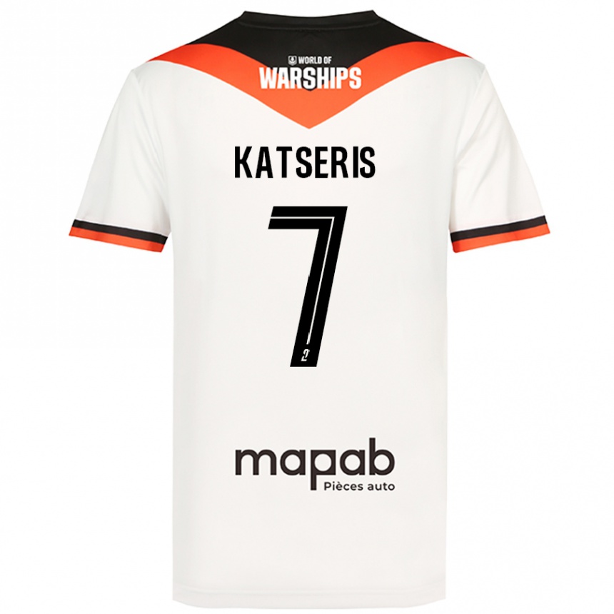 גברים כדורגל Panos Katseris #7 לָבָן הרחק ג'רזי 2024/25