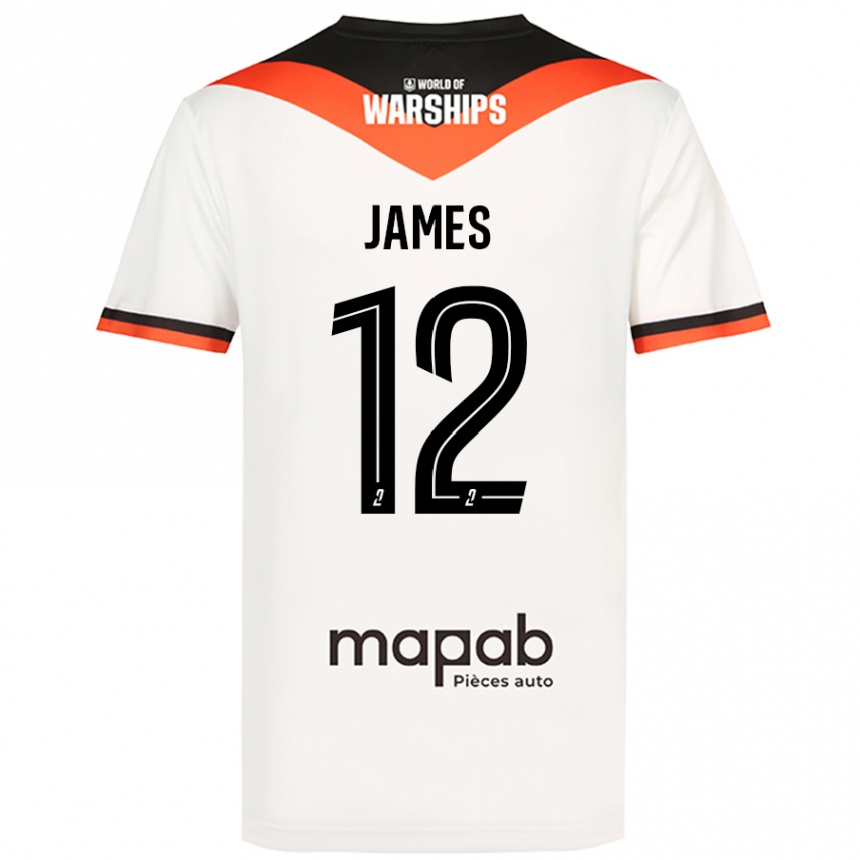 גברים כדורגל Isaac James #12 לָבָן הרחק ג'רזי 2024/25