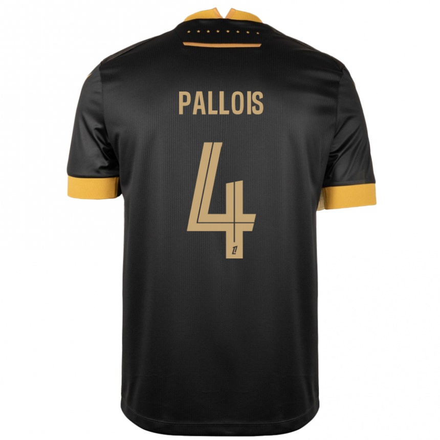 גברים כדורגל Nicolas Pallois #4 שחור חום הרחק ג'רזי 2024/25