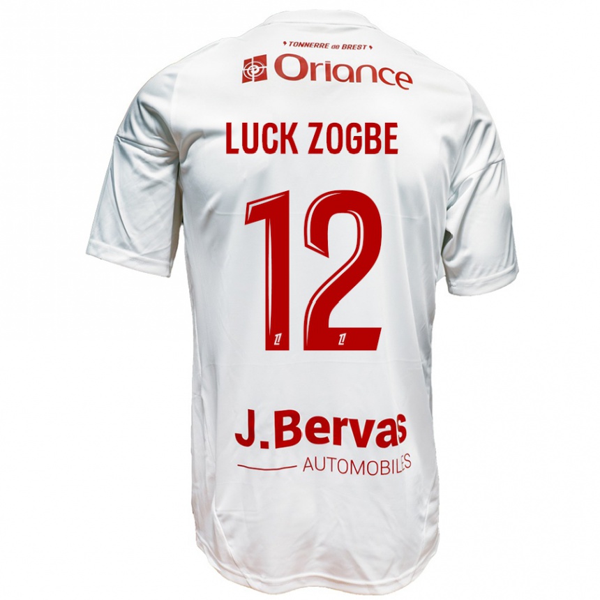 גברים כדורגל Luck Zogbé #12 לבן אדום הרחק ג'רזי 2024/25