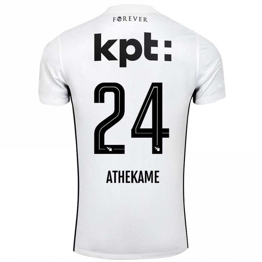 גברים כדורגל Zachary Athekame #24 לבן שחור הרחק ג'רזי 2024/25
