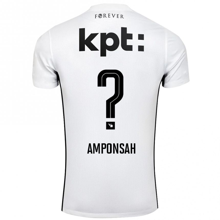 גברים כדורגל Bright Amponsah #0 לבן שחור הרחק ג'רזי 2024/25