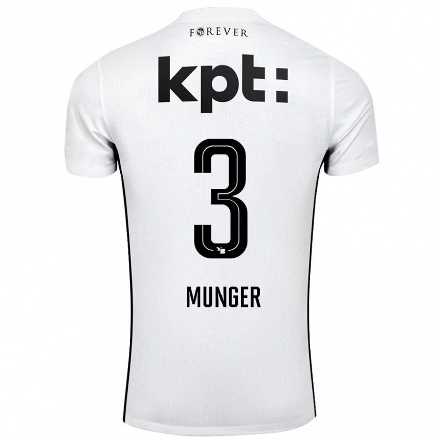 גברים כדורגל Noa Münger #3 לבן שחור הרחק ג'רזי 2024/25