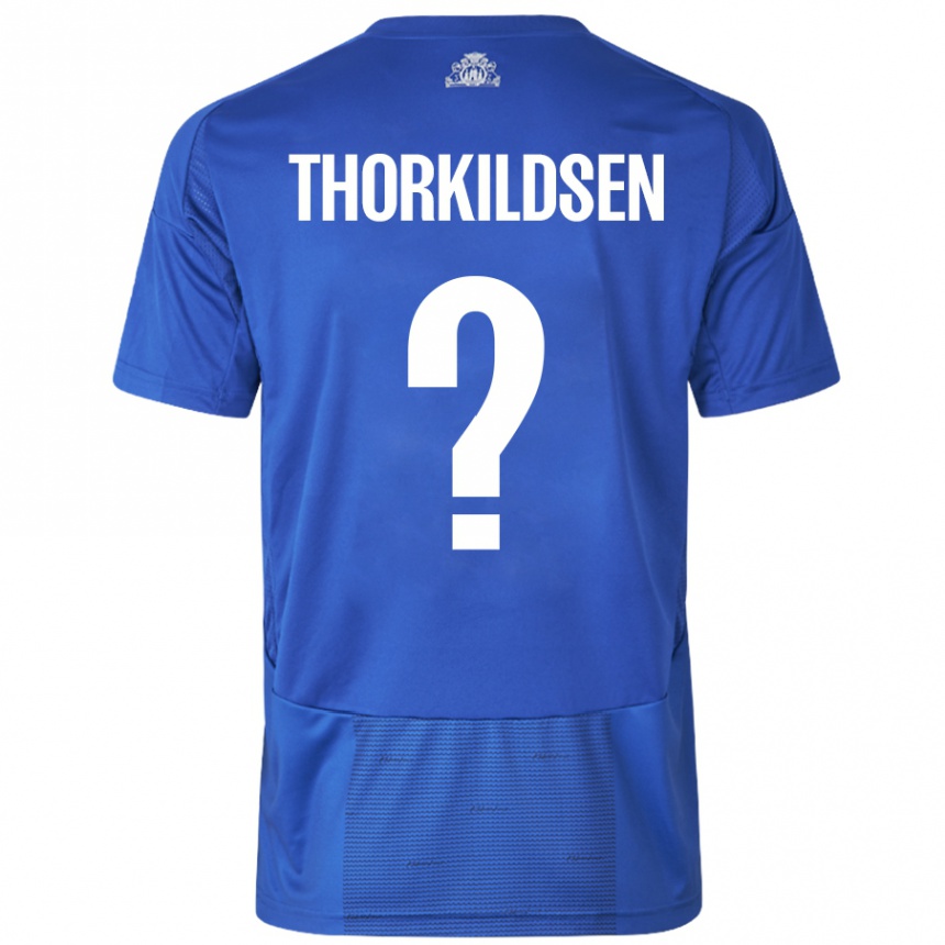 גברים כדורגל Elias Thorkildsen #0 כחול לבן הרחק ג'רזי 2024/25