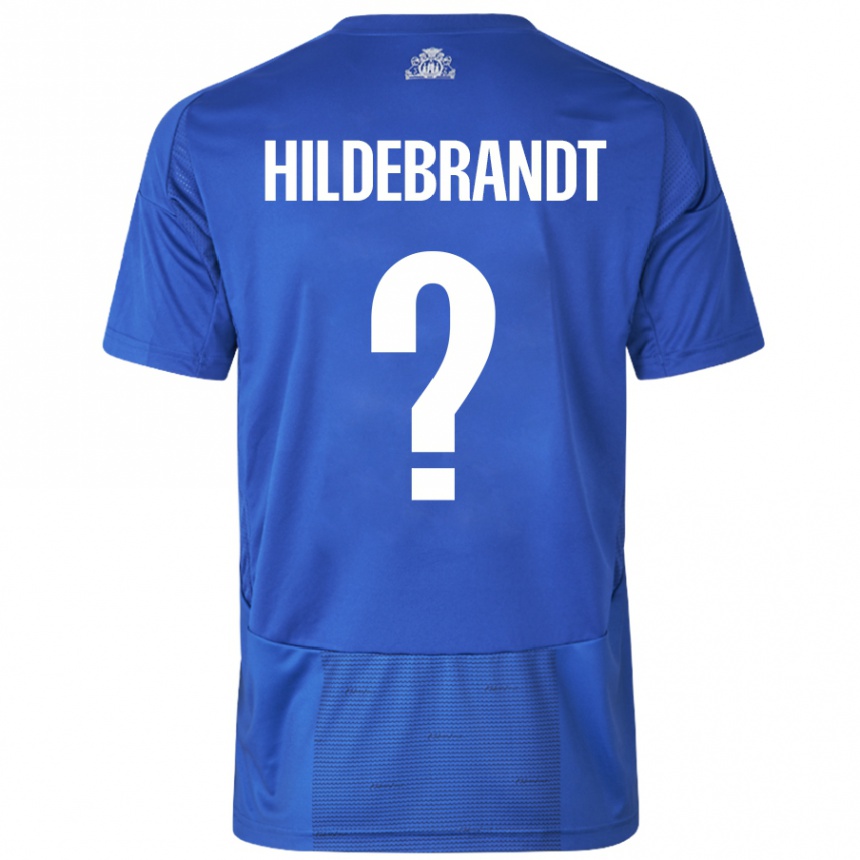 גברים כדורגל Sylvester Hildebrandt #0 כחול לבן הרחק ג'רזי 2024/25