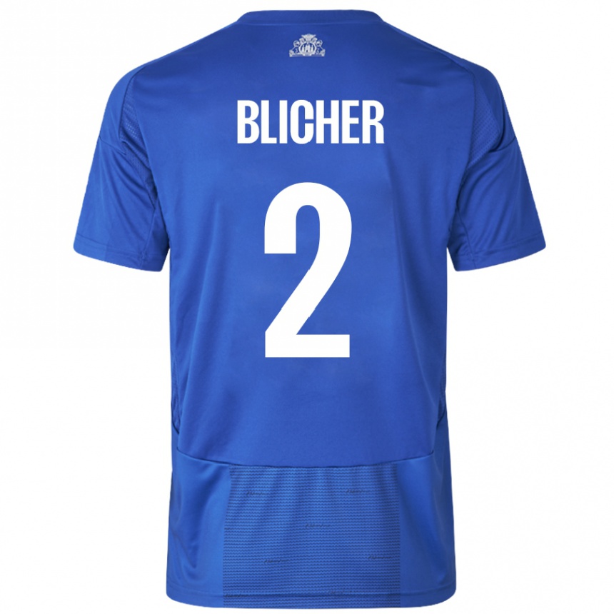 גברים כדורגל Nicolai Blicher #2 כחול לבן הרחק ג'רזי 2024/25