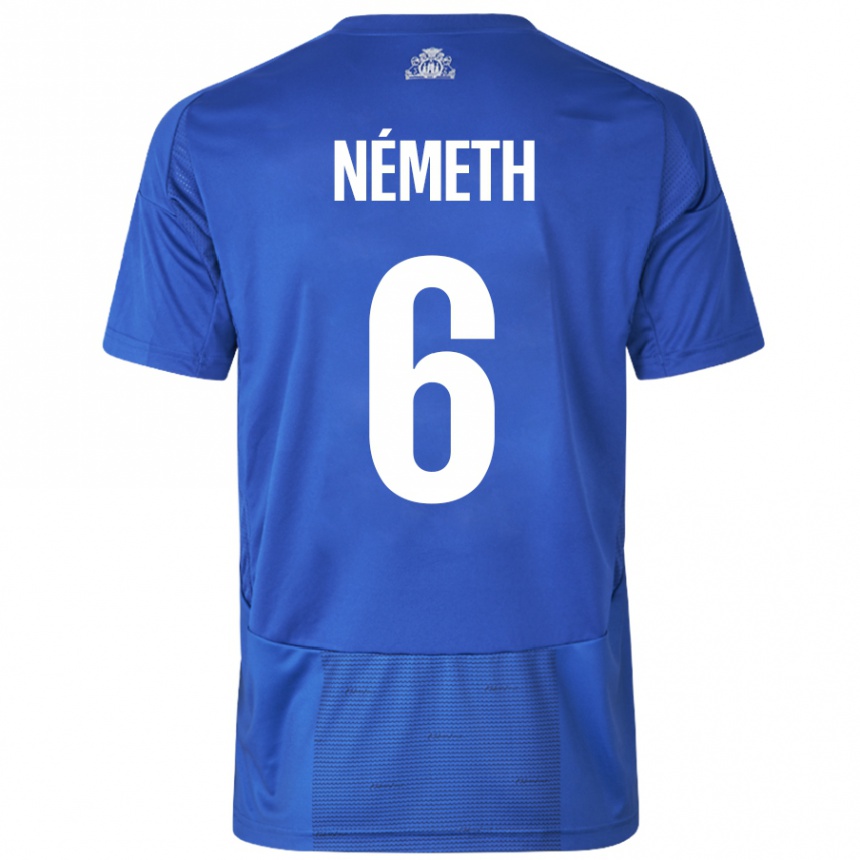גברים כדורגל Hunor Németh #6 כחול לבן הרחק ג'רזי 2024/25