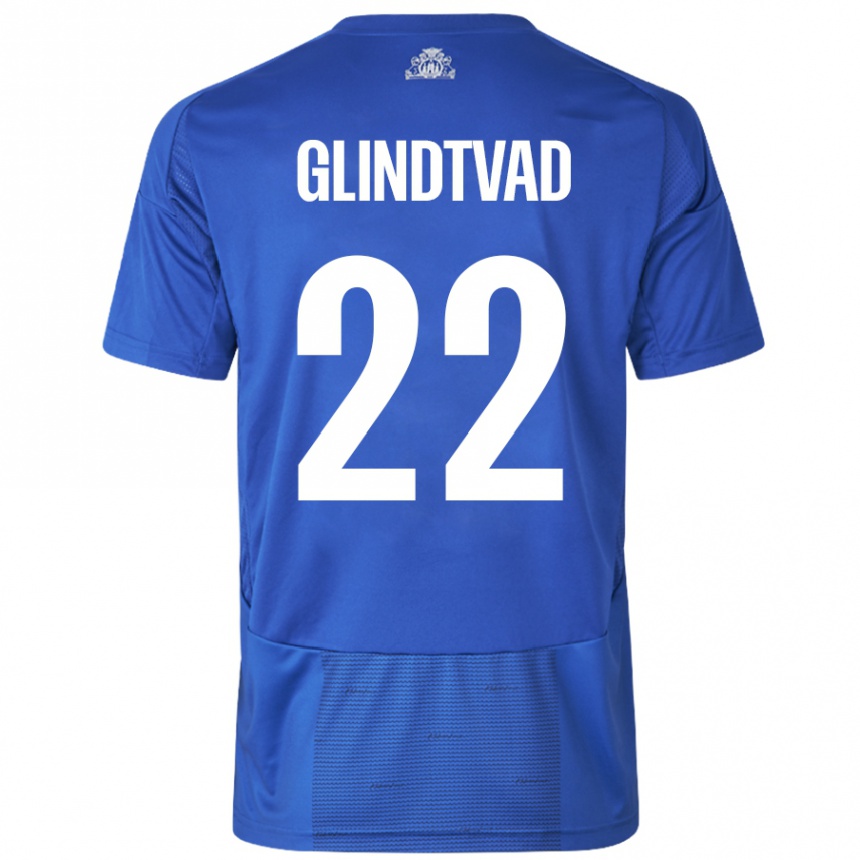 גברים כדורגל William Glindtvad #22 כחול לבן הרחק ג'רזי 2024/25