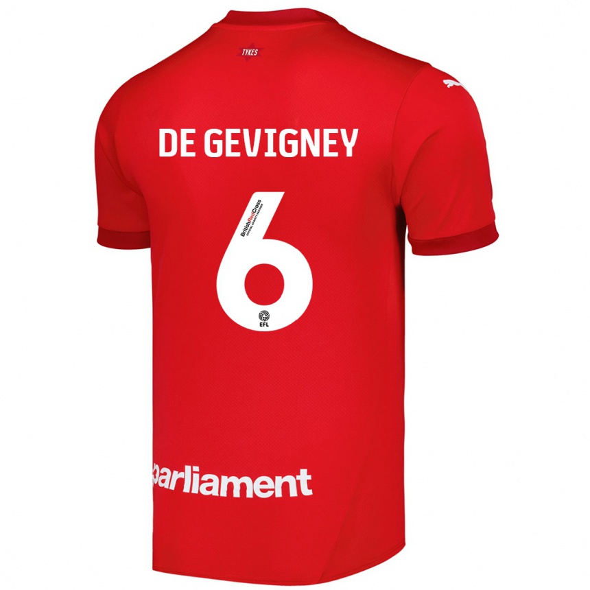 נשים כדורגל Maël De Gevigney #6 אָדוֹם ג'רזי ביתית 2024/25