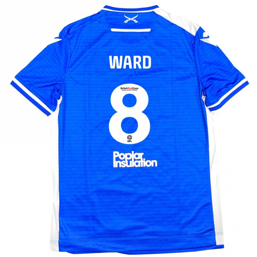 נשים כדורגל Grant Ward #8 כחול לבן ג'רזי ביתית 2024/25