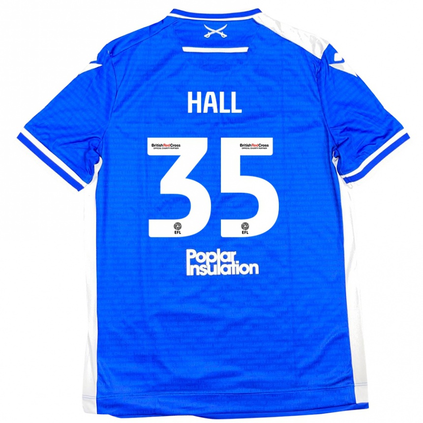 נשים כדורגל Matt Hall #35 כחול לבן ג'רזי ביתית 2024/25