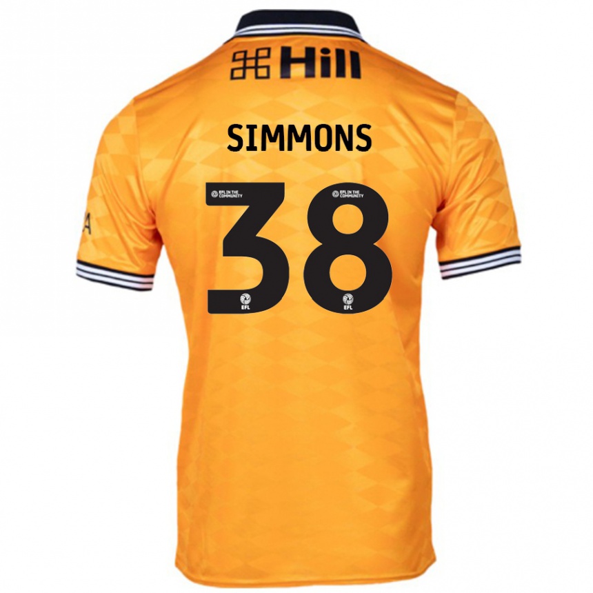 נשים כדורגל Bella Simmons #38 כָּתוֹם ג'רזי ביתית 2024/25
