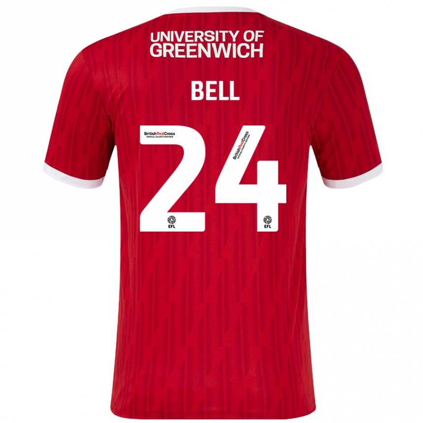 נשים כדורגל Taylor Bell #24 אדום לבן ג'רזי ביתית 2024/25