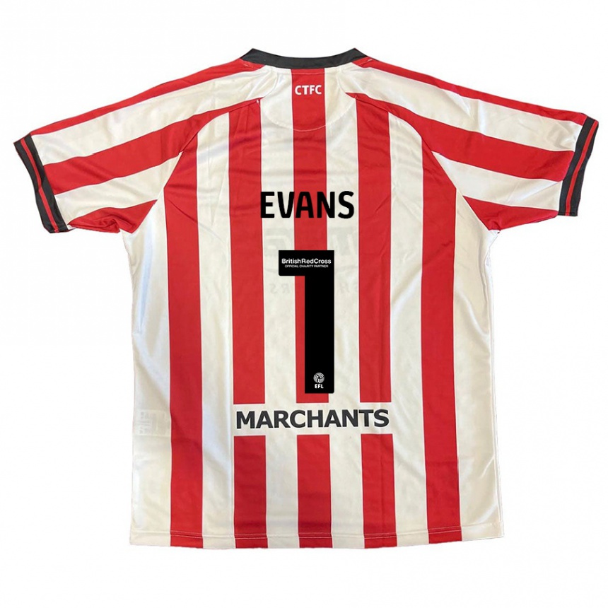 נשים כדורגל Owen Evans #1 אדום לבן ג'רזי ביתית 2024/25