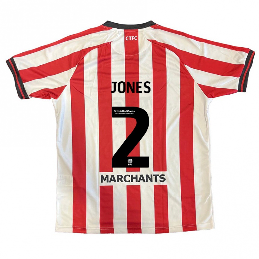 נשים כדורגל Courtney Jones #2 אדום לבן ג'רזי ביתית 2024/25
