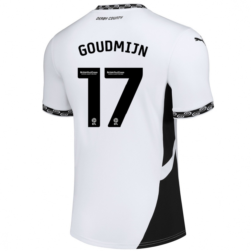 נשים כדורגל Kenzo Goudmijn #17 לבן שחור ג'רזי ביתית 2024/25