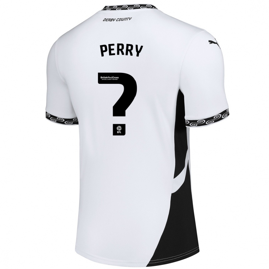 נשים כדורגל Jack Perry #0 לבן שחור ג'רזי ביתית 2024/25