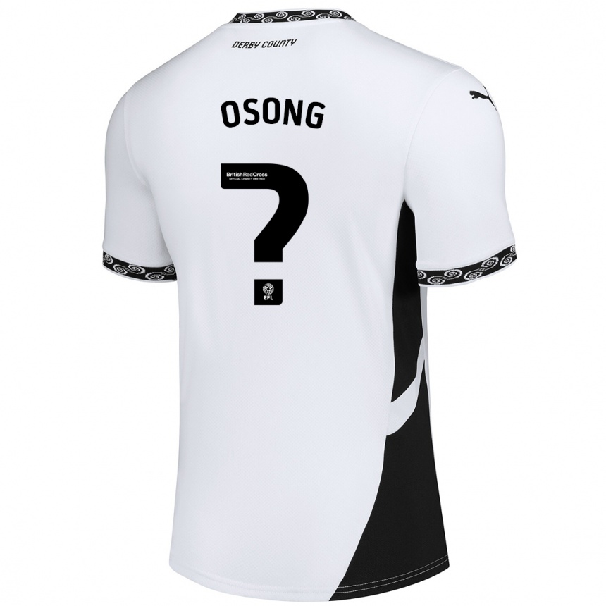 נשים כדורגל Johnson Osong #0 לבן שחור ג'רזי ביתית 2024/25