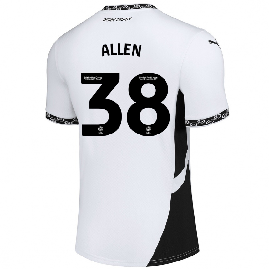נשים כדורגל Cruz Allen #38 לבן שחור ג'רזי ביתית 2024/25