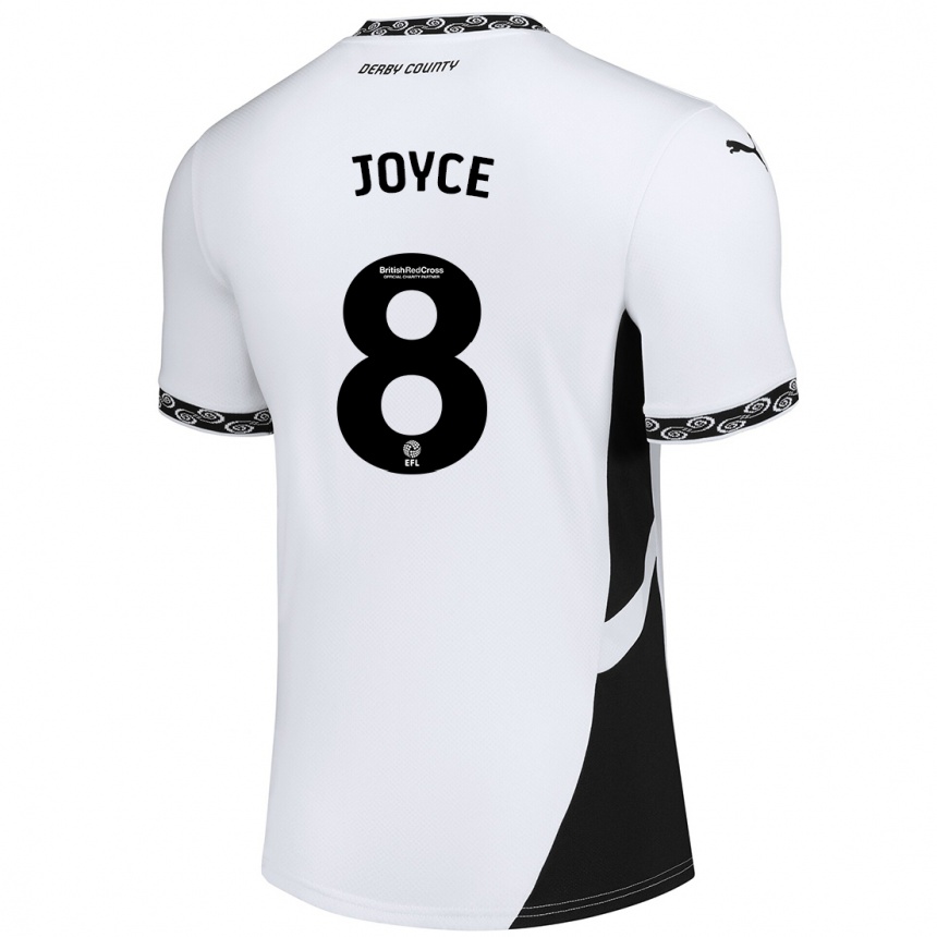 נשים כדורגל Emily Joyce #8 לבן שחור ג'רזי ביתית 2024/25