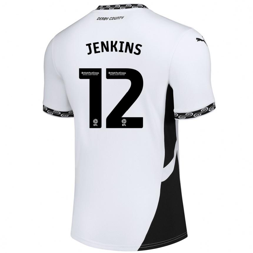 נשים כדורגל Camille Jenkins #12 לבן שחור ג'רזי ביתית 2024/25