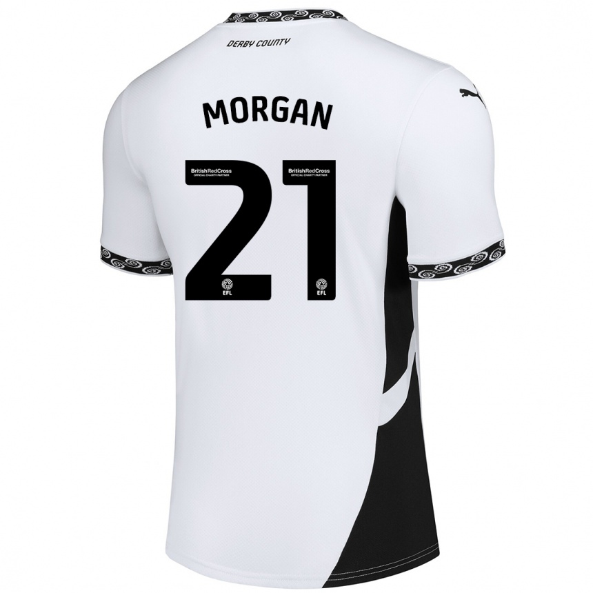 נשים כדורגל Sarah Morgan #21 לבן שחור ג'רזי ביתית 2024/25