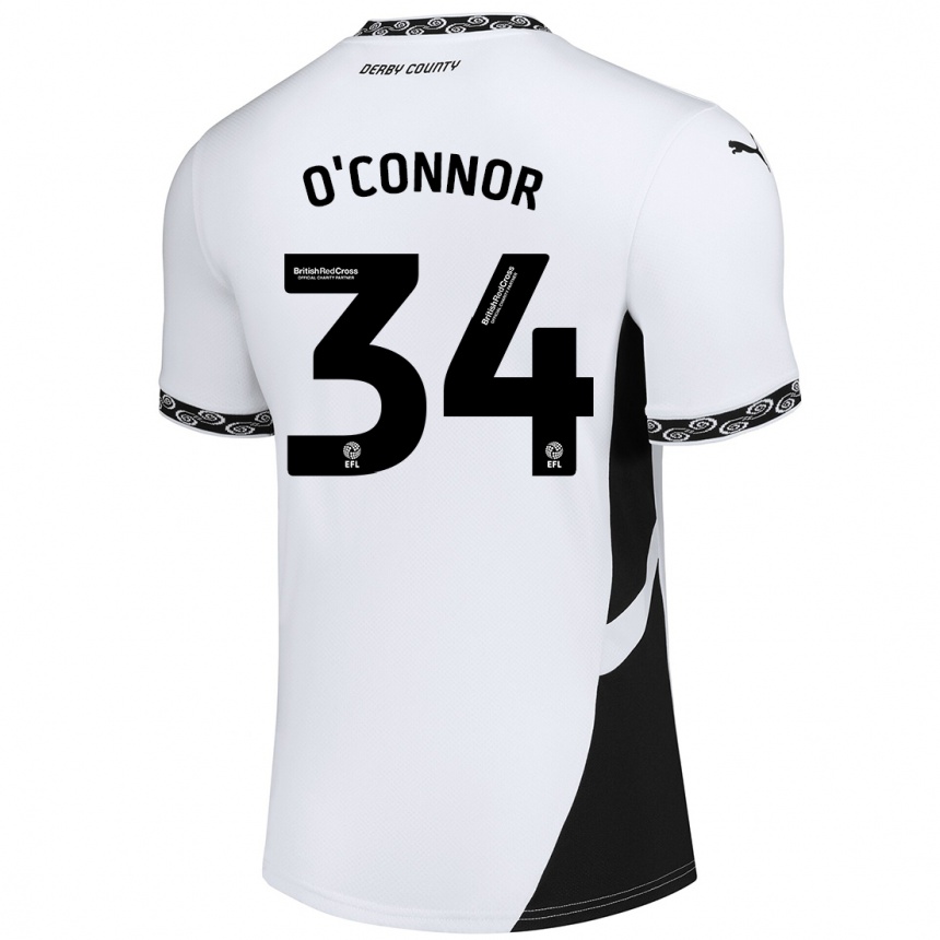 נשים כדורגל Dolcie O'connor #34 לבן שחור ג'רזי ביתית 2024/25