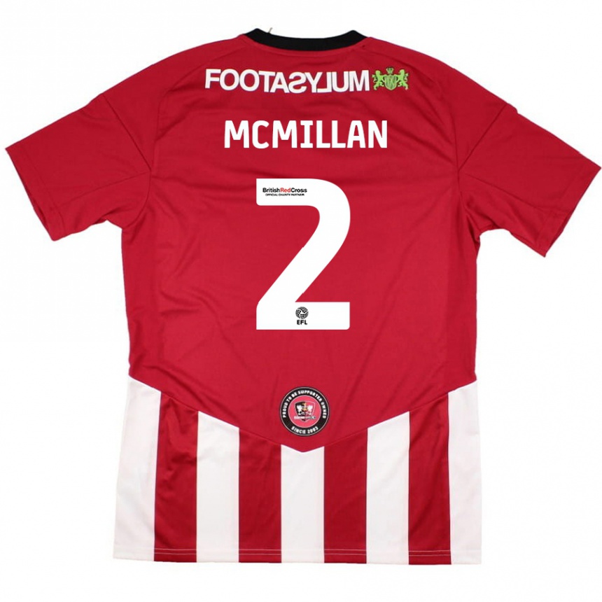 נשים כדורגל Jack Mcmillan #2 אדום לבן ג'רזי ביתית 2024/25