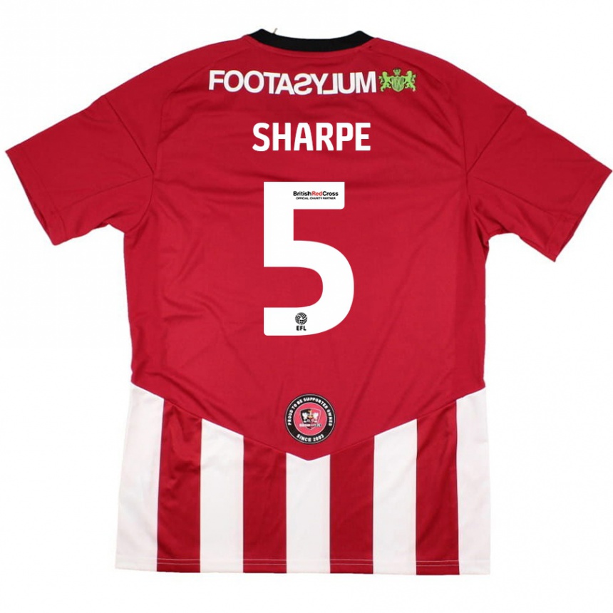 נשים כדורגל Manfy Sharpe #5 אדום לבן ג'רזי ביתית 2024/25