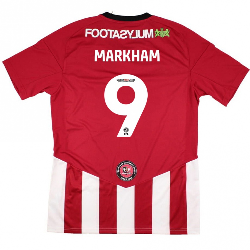 נשים כדורגל Jenna Markham #9 אדום לבן ג'רזי ביתית 2024/25