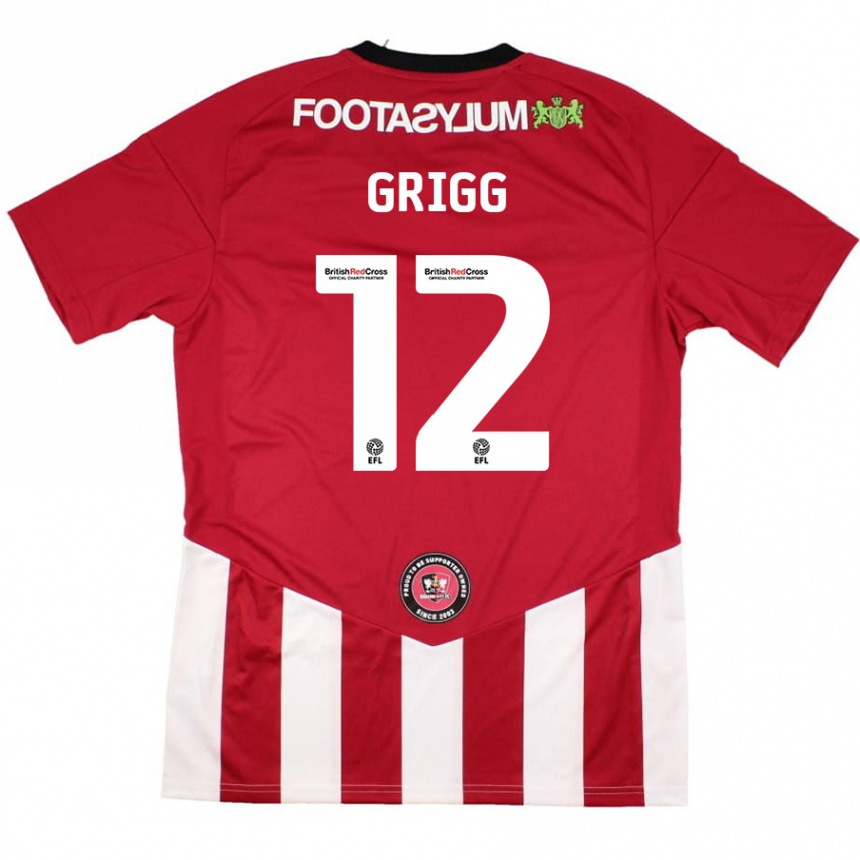 נשים כדורגל Katie Grigg #12 אדום לבן ג'רזי ביתית 2024/25