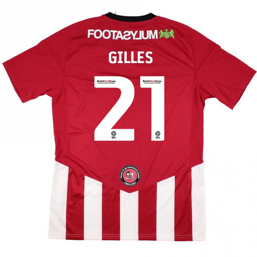 נשים כדורגל Sophie Gilles #21 אדום לבן ג'רזי ביתית 2024/25