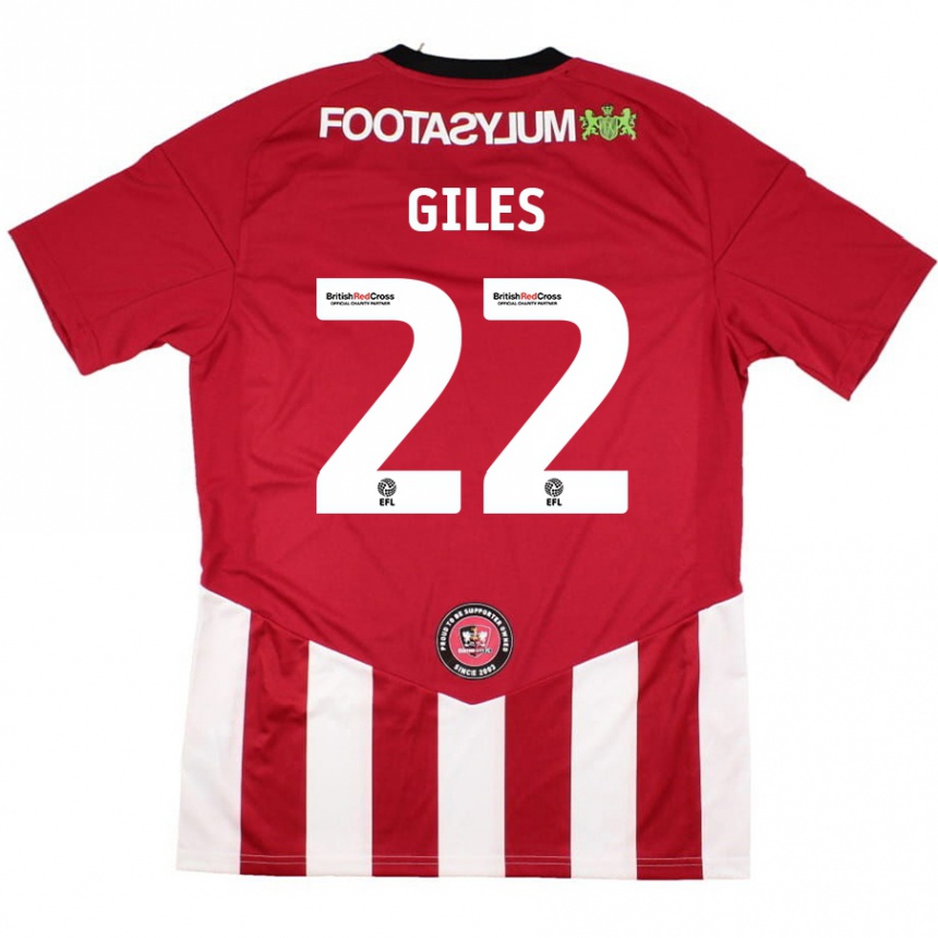 נשים כדורגל Olivia Giles #22 אדום לבן ג'רזי ביתית 2024/25