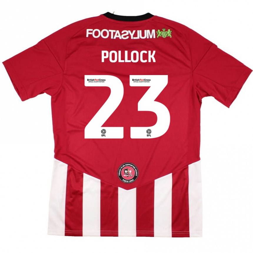 נשים כדורגל Amber Pollock #23 אדום לבן ג'רזי ביתית 2024/25