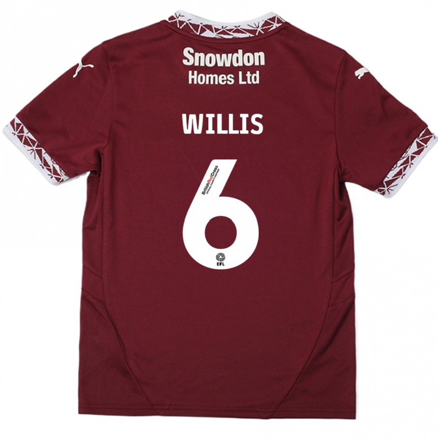 נשים כדורגל Jordan Willis #6 בורדו ג'רזי ביתית 2024/25