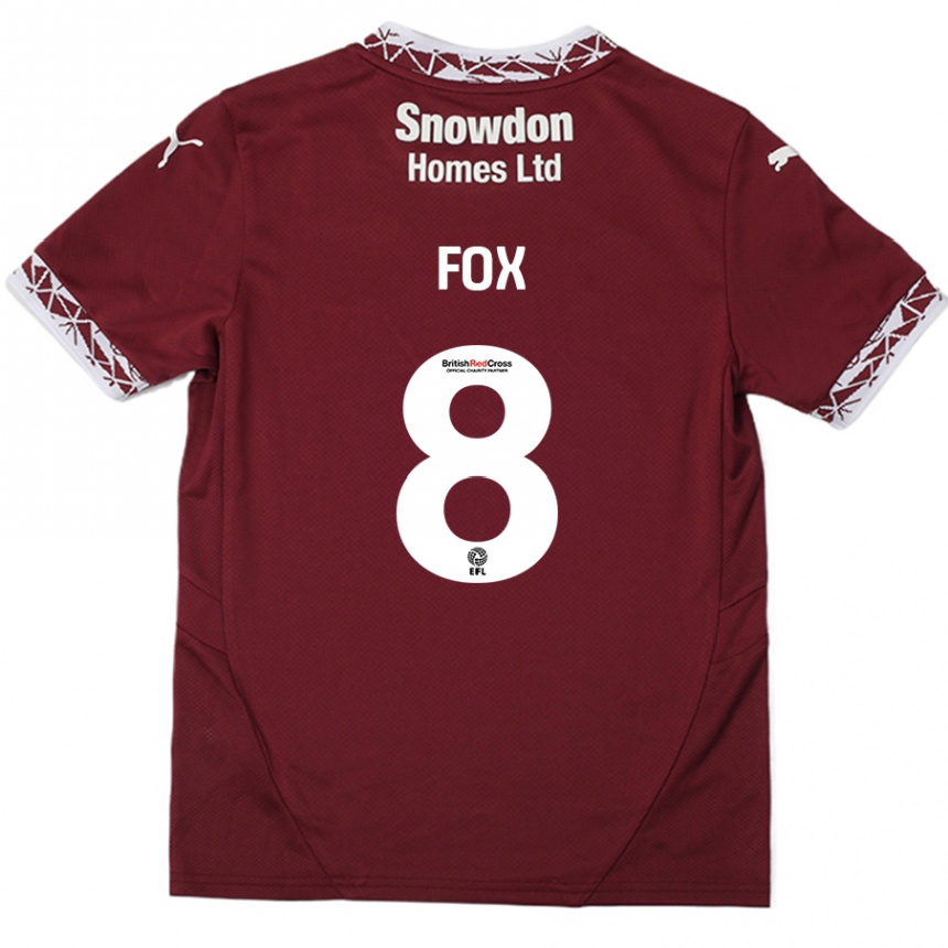 נשים כדורגל Ben Fox #8 בורדו ג'רזי ביתית 2024/25